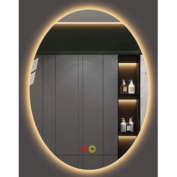 (h)70x100 cm Buğu Çözücülü Dokunmatik Işıklı Kumlamalı Banyo Aynası