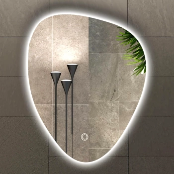 70 x 90 cm Çapında Asimetrik Ledli Banyo Aynası